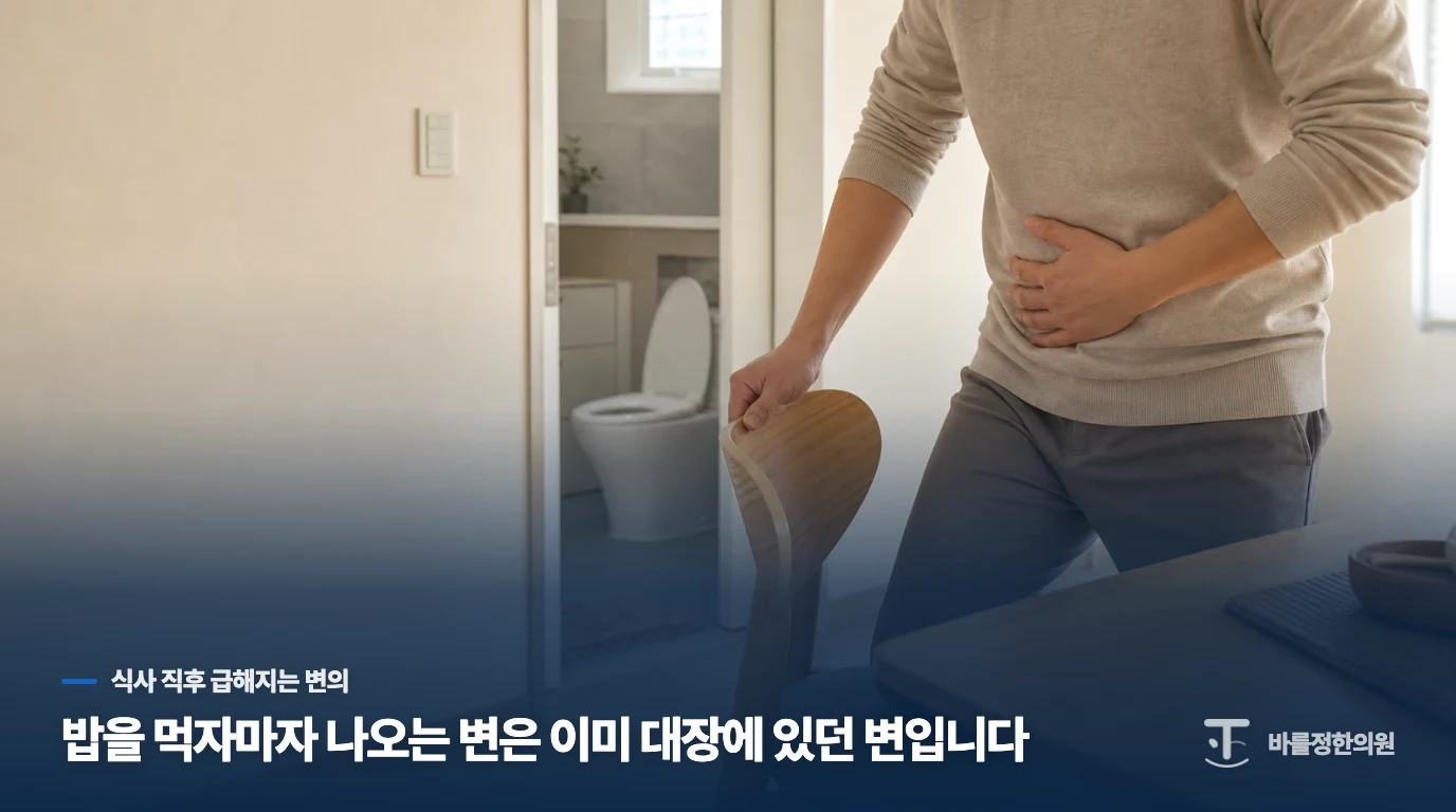 밥을 먹자마자 나오는 변은 이미 대장에 있던 변입니다