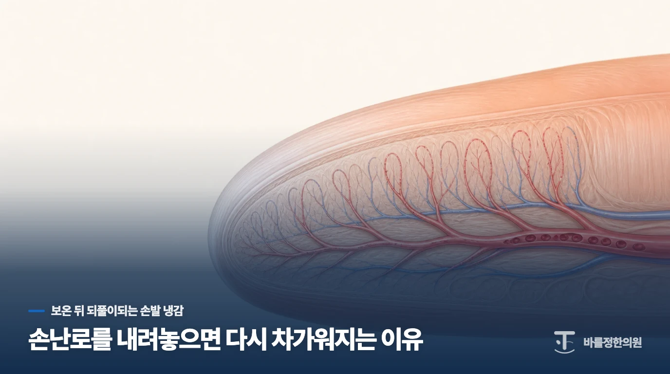 손난로를 내려놓으면 다시 차가워지는 이유