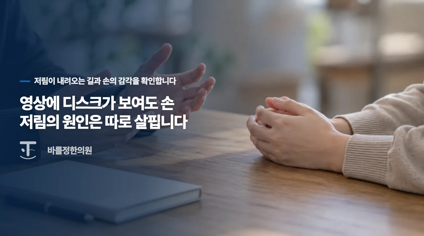 영상에 디스크가 보여도 손 저림의 원인은 따로 살핍니다