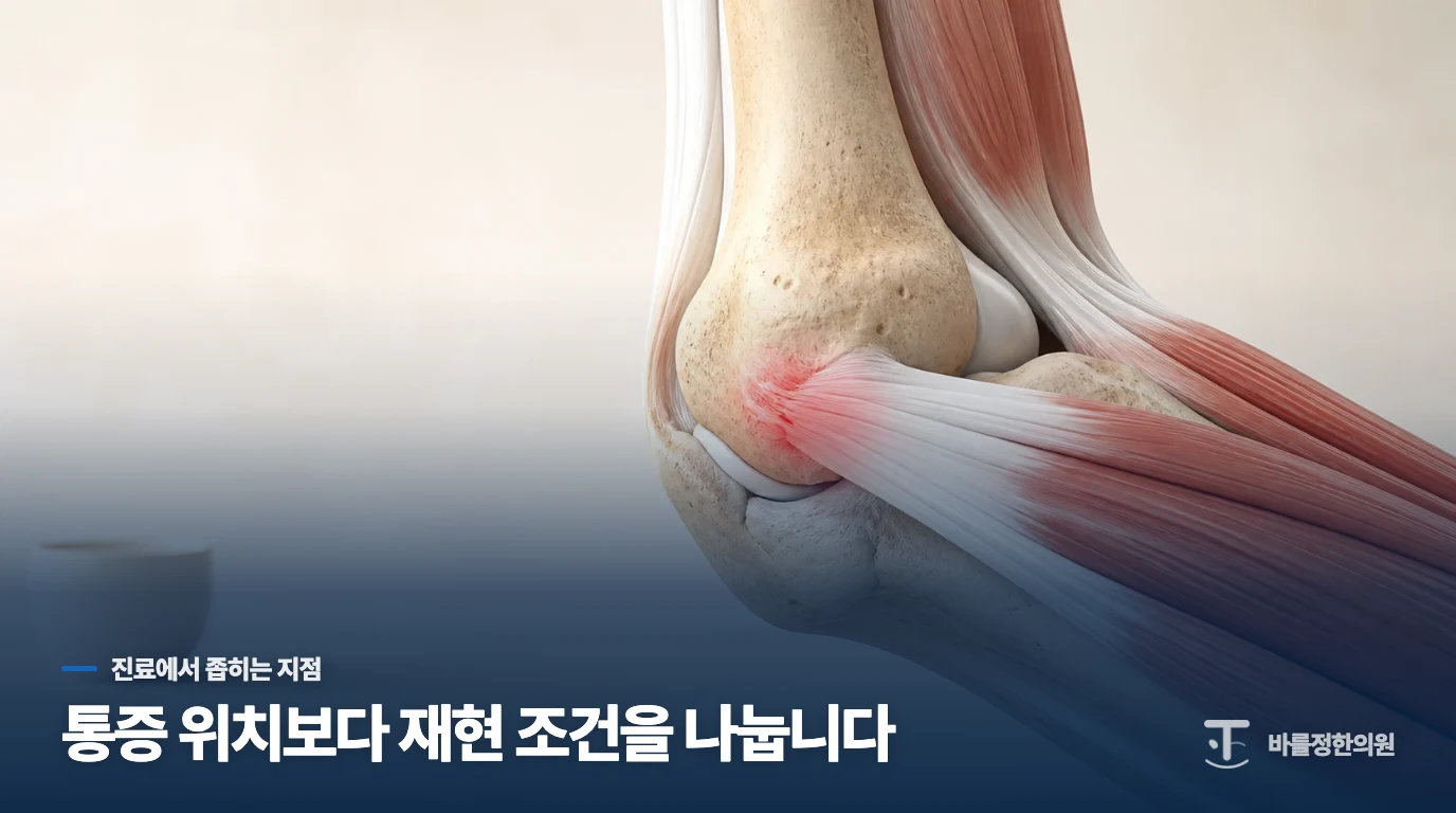 진료에서는 통증이 재현되는 조건을 나눕니다
