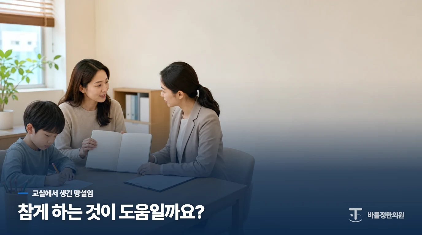 수업 중 눈을 깜빡이고 헛기침을 할 때