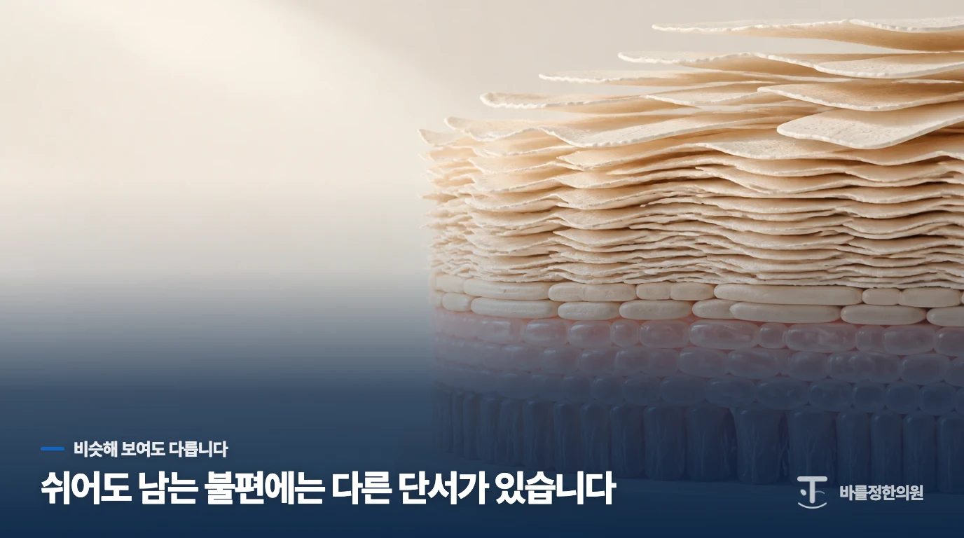 각질층이 겹겹이 쌓인 모습을 표현한 피부 모형