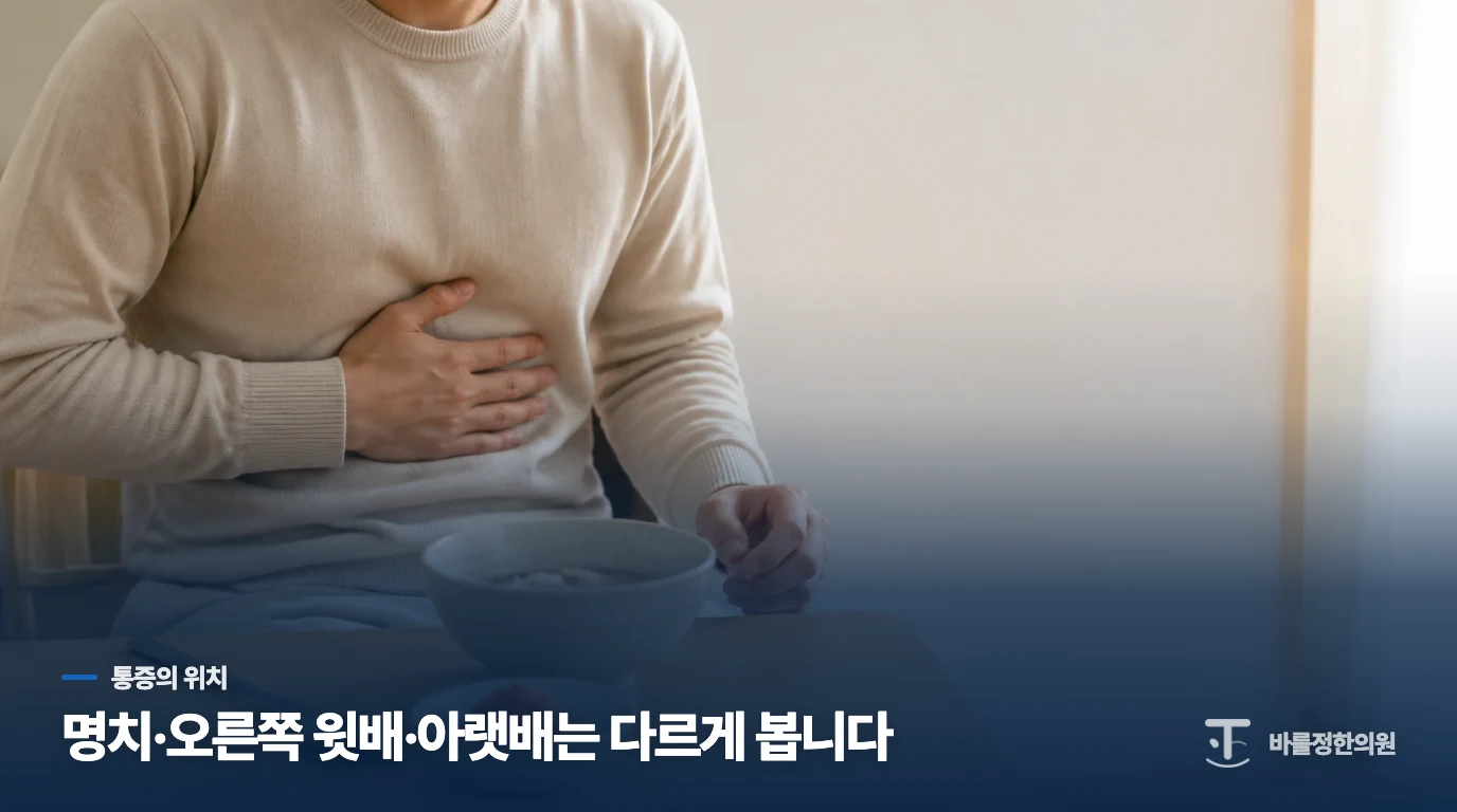 식사 뒤 아픈 위치와 시간이 판단의 출발점입니다
