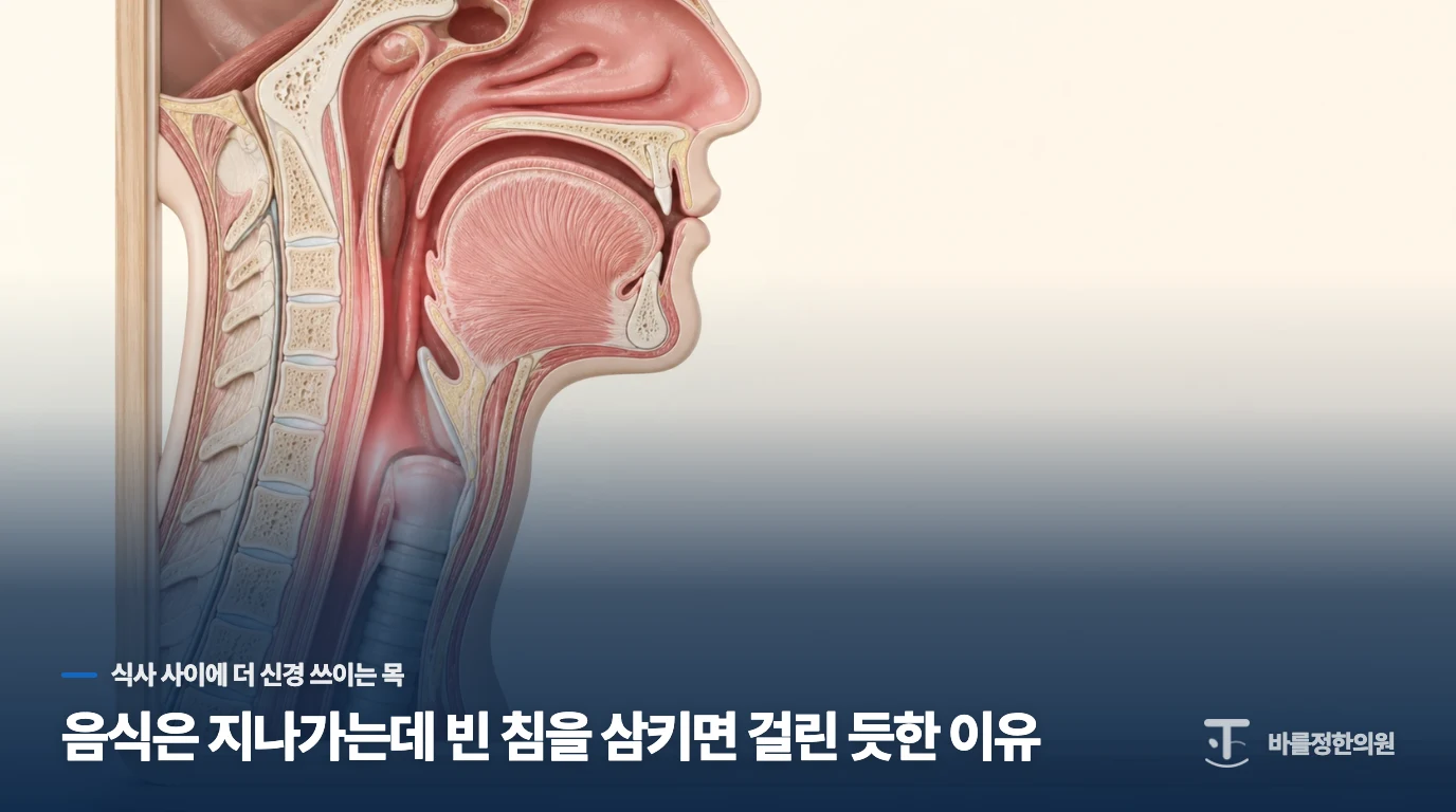 음식은 지나가는데 빈 침을 삼키면 걸린 듯한 이유