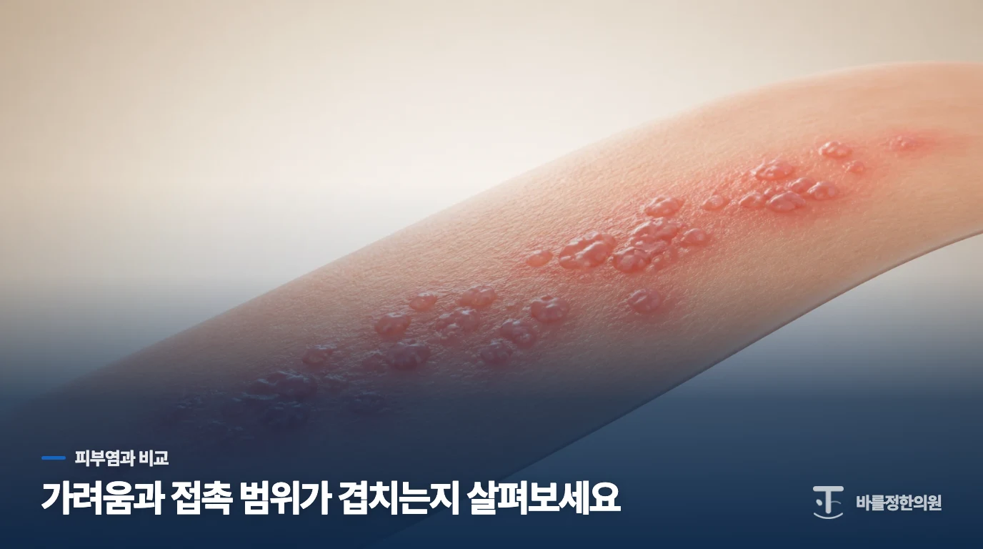 새 제품을 쓴 뒤 닿은 부위가 가렵다면 피부염과 양상이 다릅니다