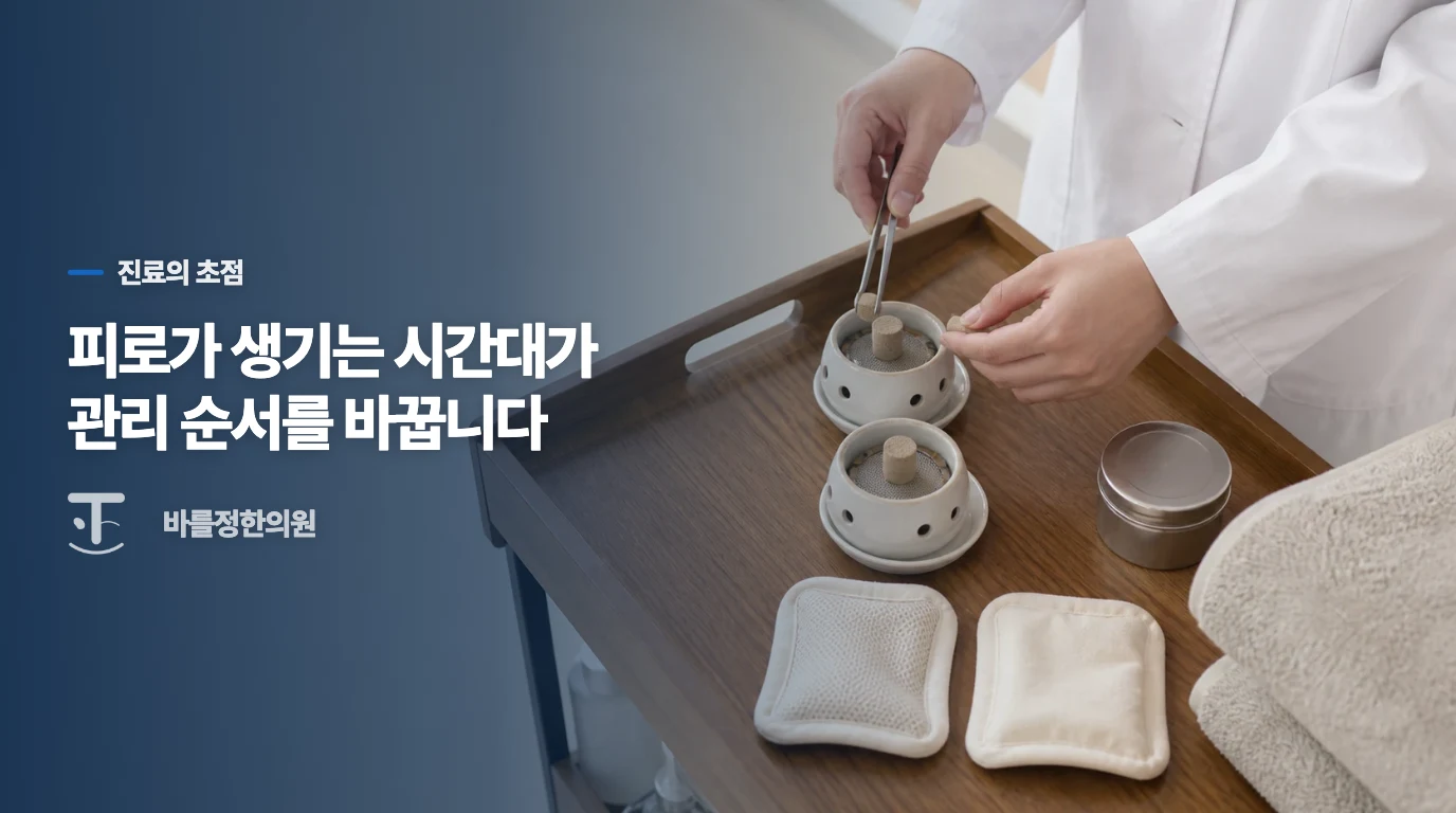 진료실에서는 피로가 나타나는 시간을 묻습니다
